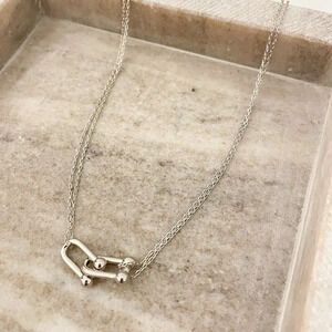 925 Sterling Silver U Link Necklace Link Necklace Modern Choker Necklace